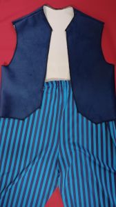 Kids Costumes to Hire - Blue waistcoat and stripe pants child